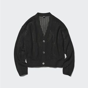 NWT Uniqlo Mesh V-Neck Black Short Cardigan
